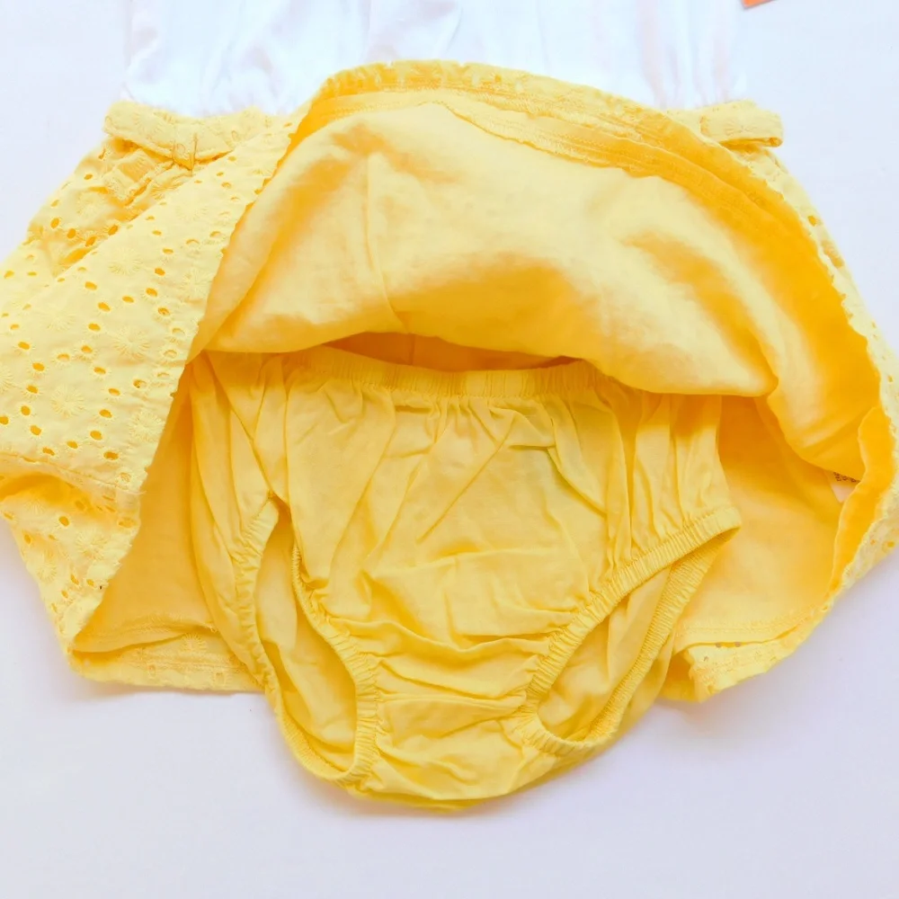 Gymboree Baby Girl Sleeveless Eyelet Dress Set Size 6-12 Mo Yellow White‎ NWT